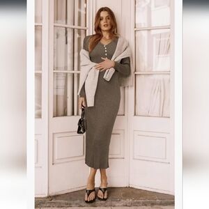 Wool Blend Ribbed Dress